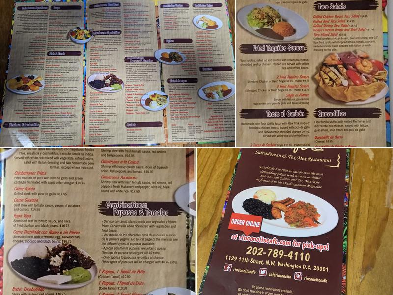 El Rinconcito Café Menu