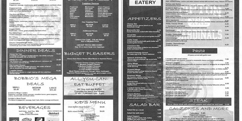 Bobbio's Eatery Menu