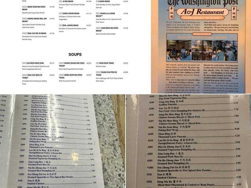 A&J Restaurant Menu