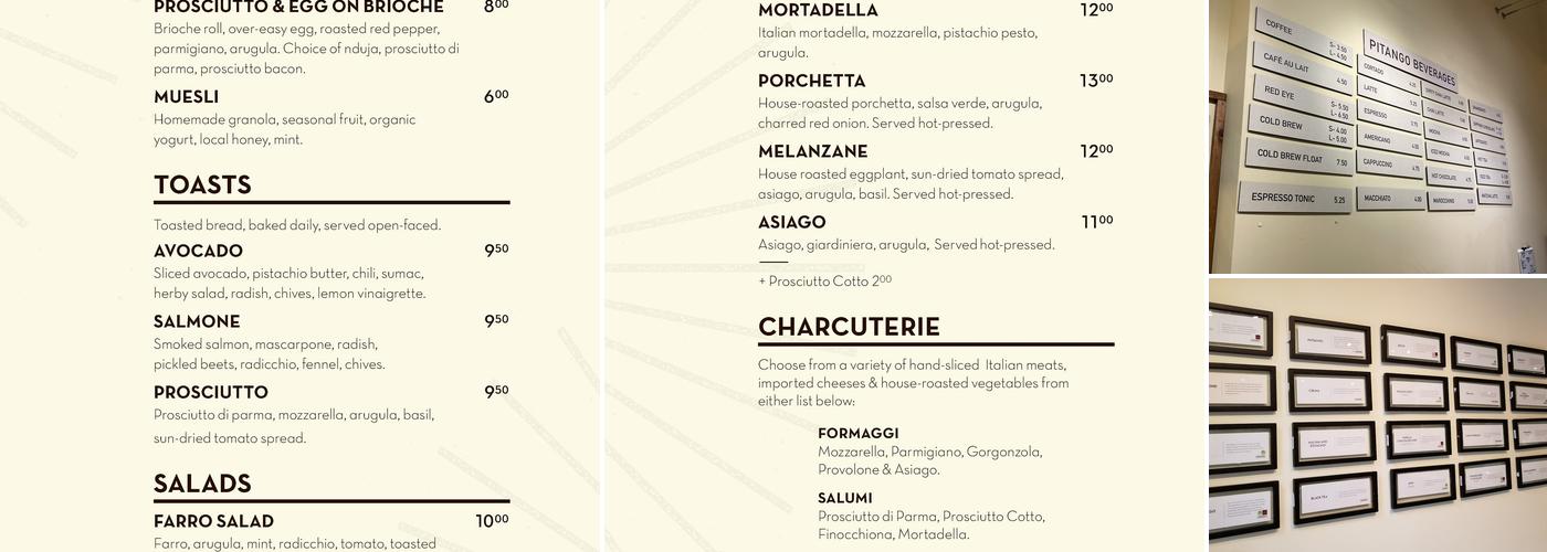 Pitango Gelato & Cafe, Adams Morgan Menu