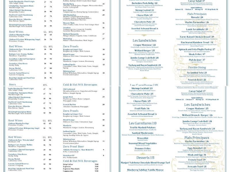 Café du Parc Menu