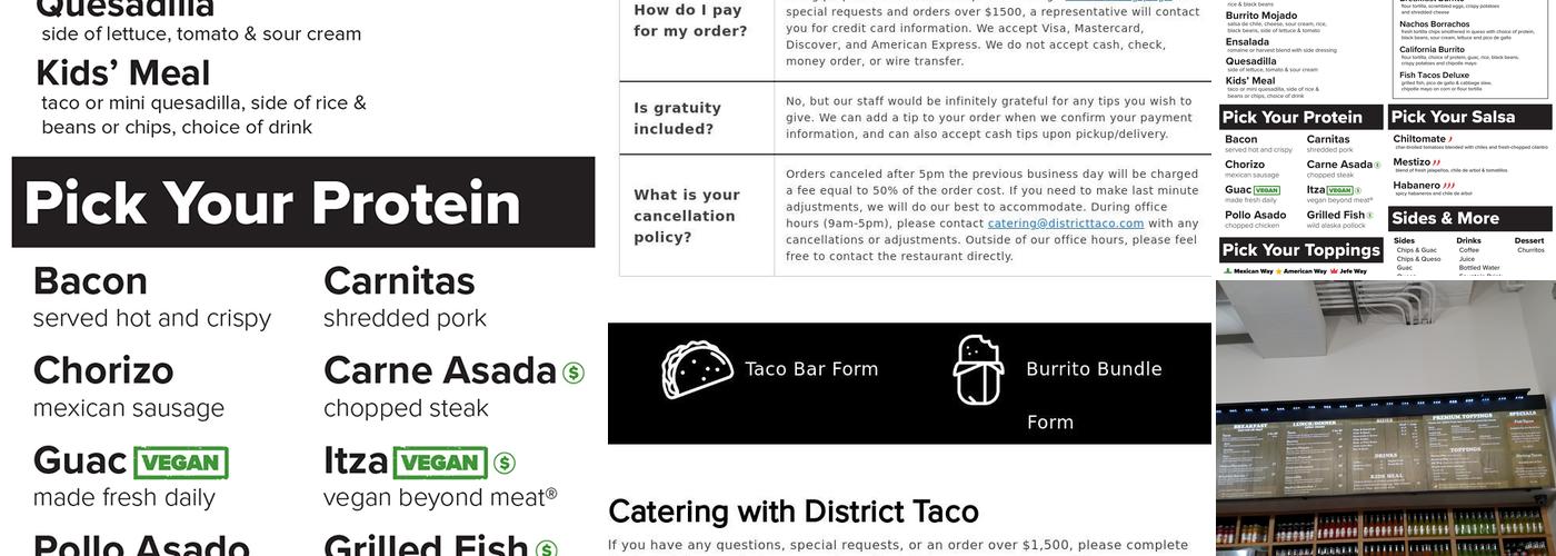 District Taco Menu