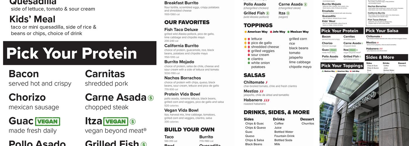 District Taco Menu