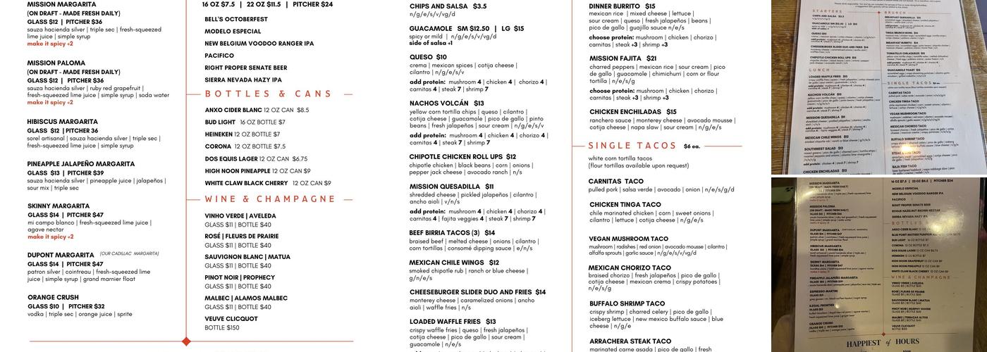 Mission Dupont Circle Menu