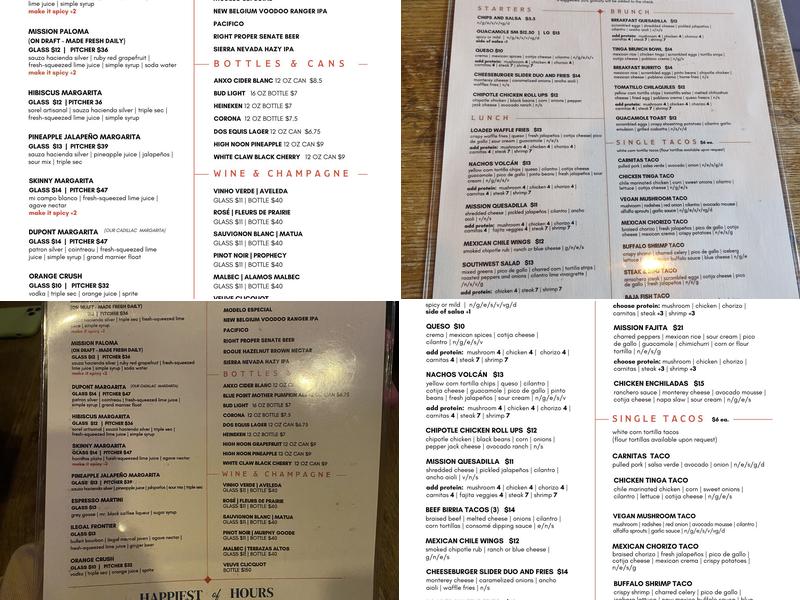 Mission Dupont Circle Menu