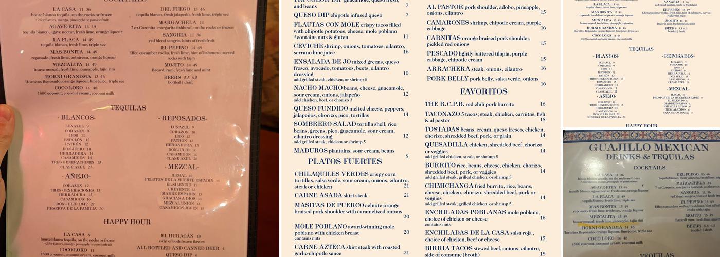 Guajillo Menu