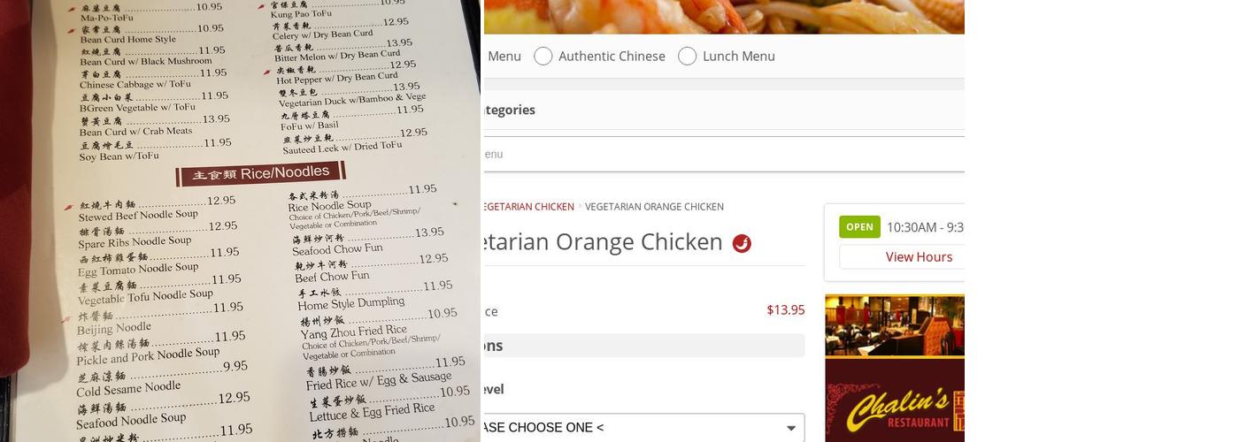 Chalin's Restaurant Menu