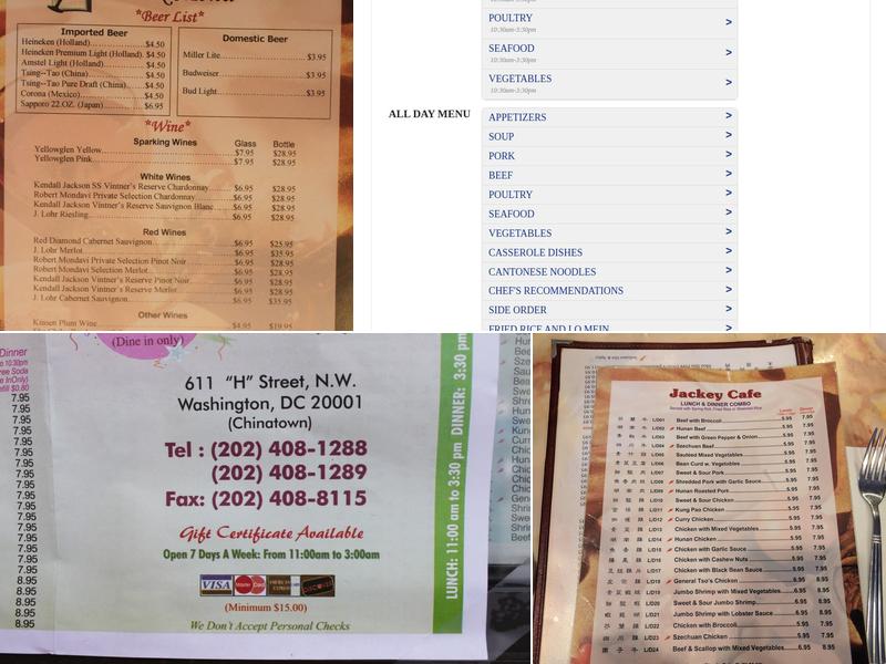 Jackey Cafe Menu