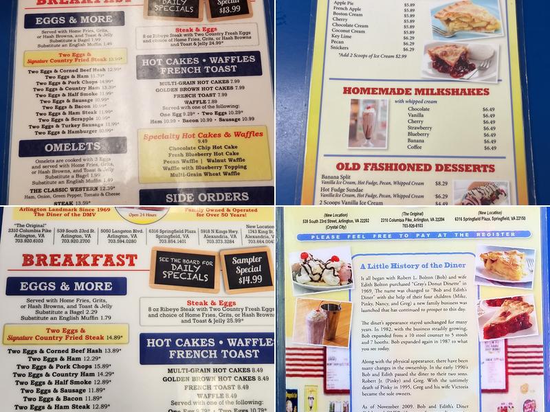 Bob & Edith's Diner - Columbia Pike Menu