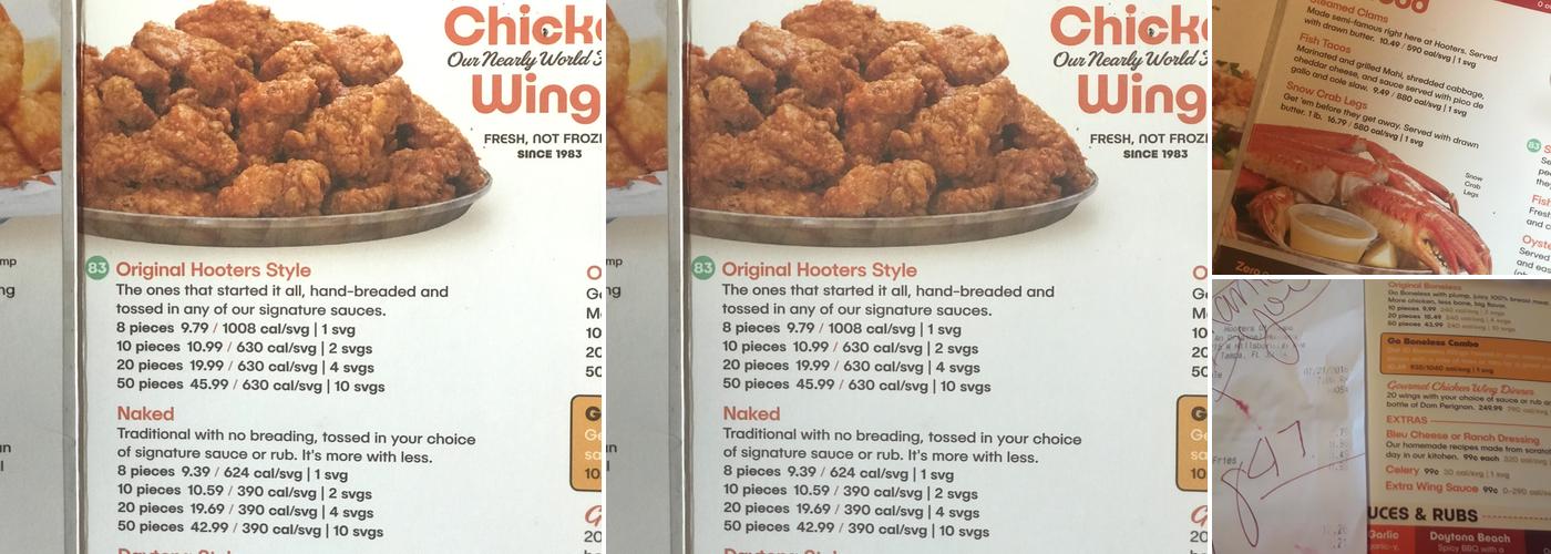 Hooters Menu