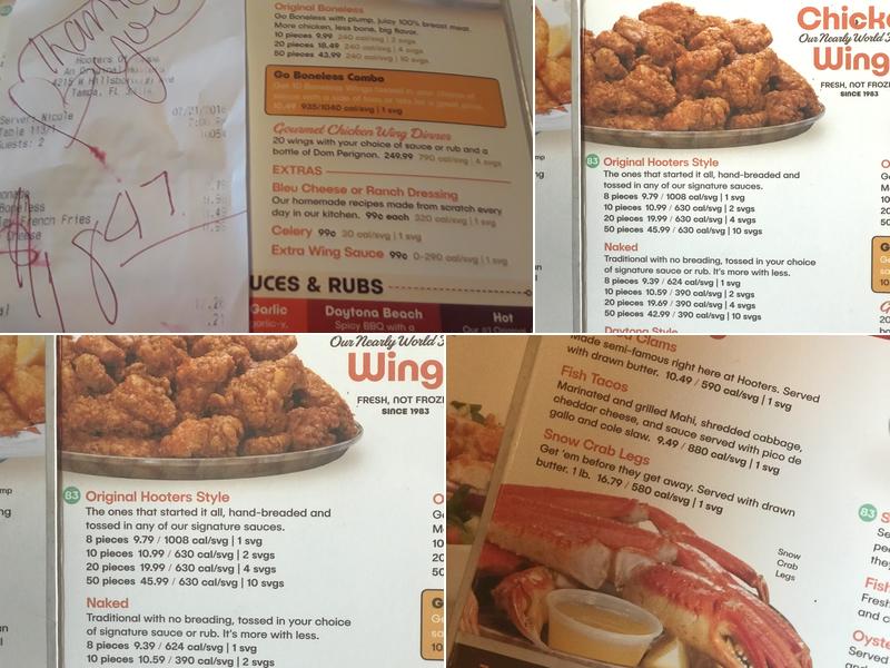 Hooters Menu