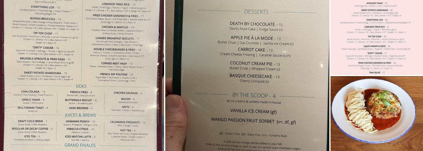 Unconventional Diner Menu