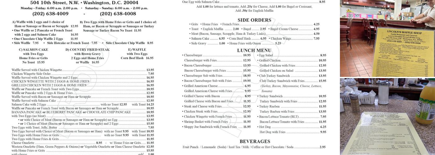 Lincoln's Waffle Shop Menu