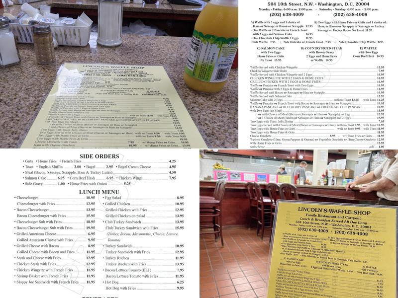 Lincoln's Waffle Shop Menu