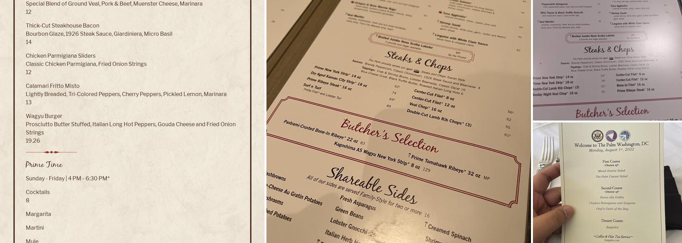 The Palm - Washington, D.C. Menu