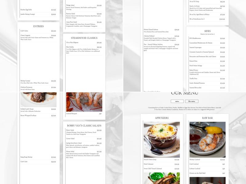 Bobby Van’s Steakhouse Menu