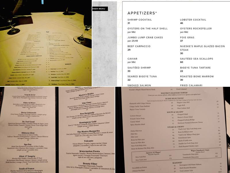 Mastro's Steakhouse Menu