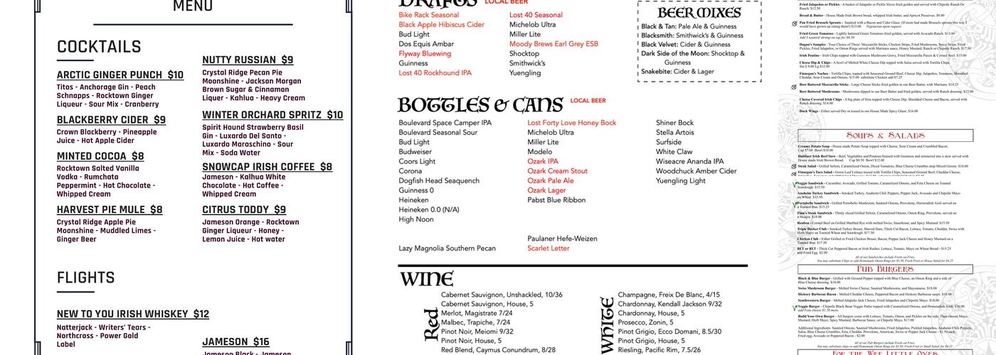 Dugan's Pub Menu