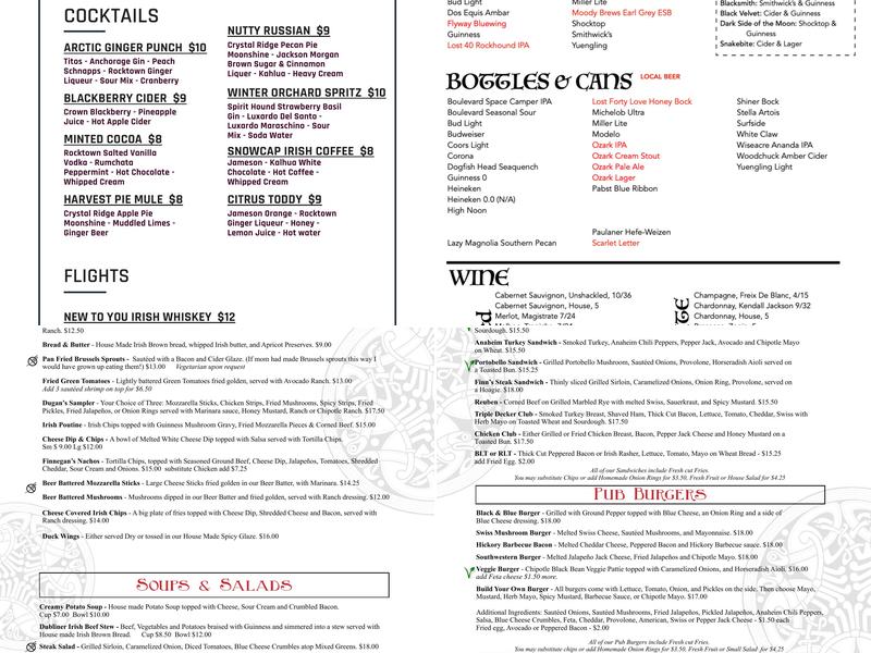 Dugan's Pub Menu