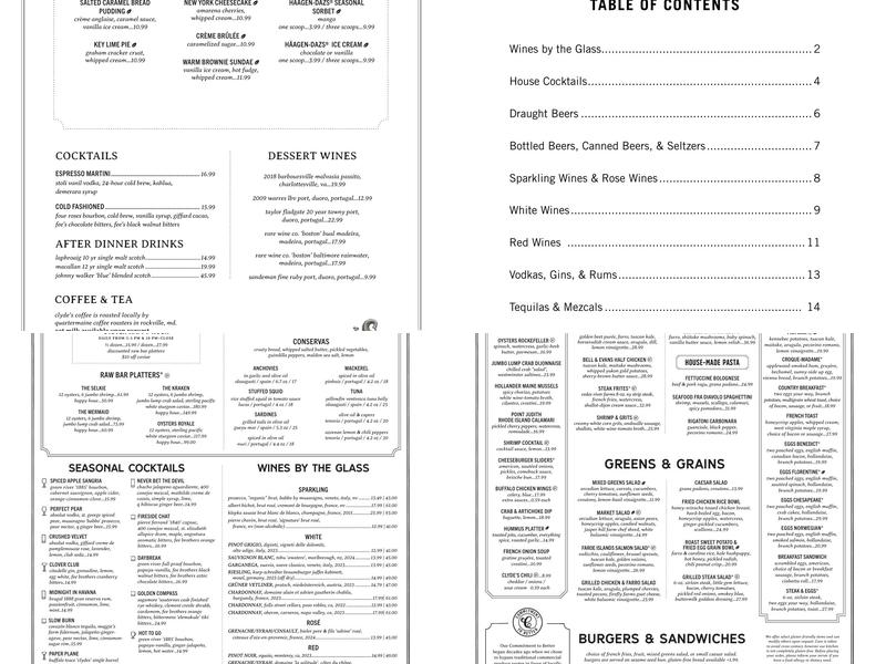Clyde's of Georgetown Menu