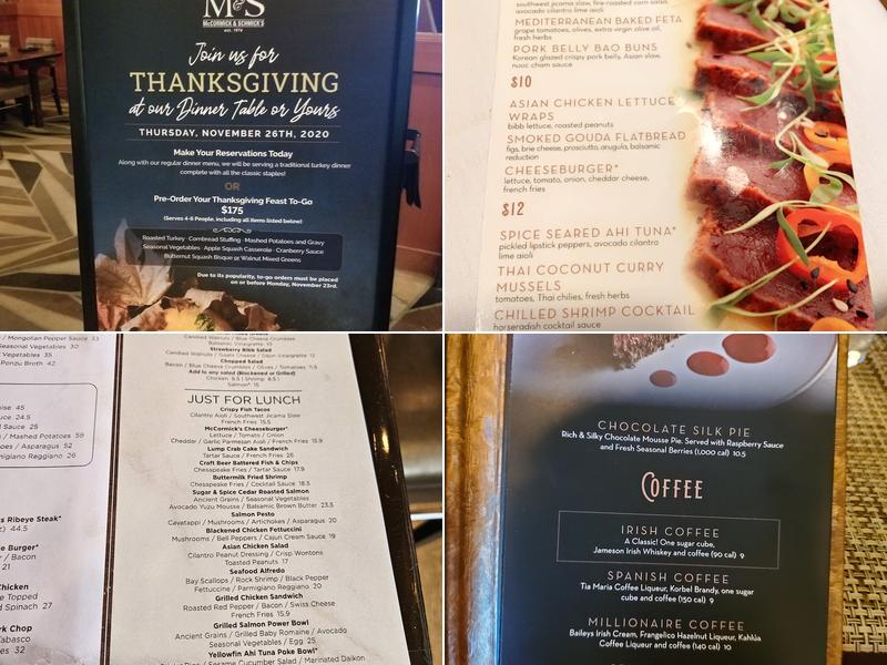 McCormick & Schmick's Seafood & Steaks Menu