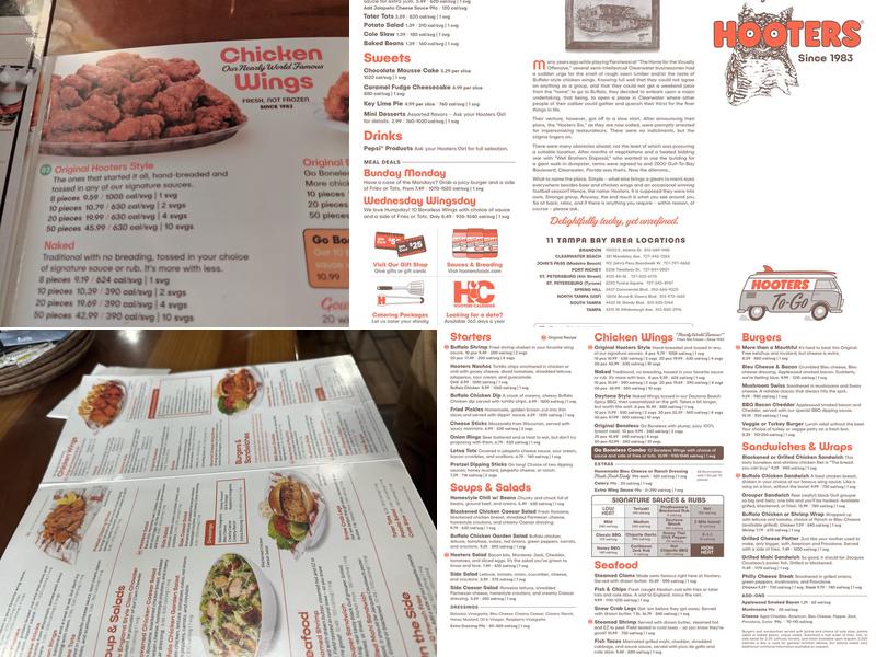 Hooters Menu