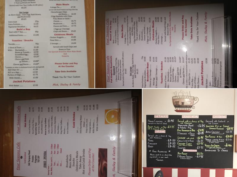 Four Seasons cafe Menu