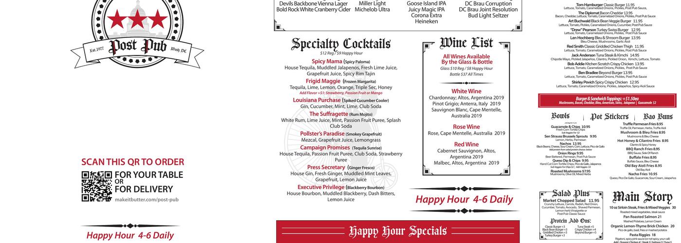 Post Pub Menu