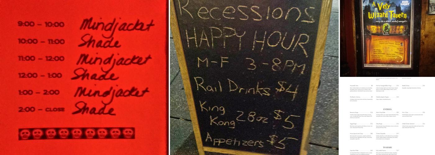 Recessions Bar and Grill Menu