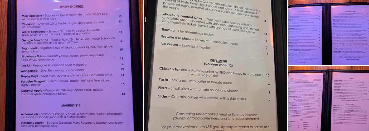 Cleveland Park Bar and Grill Menu