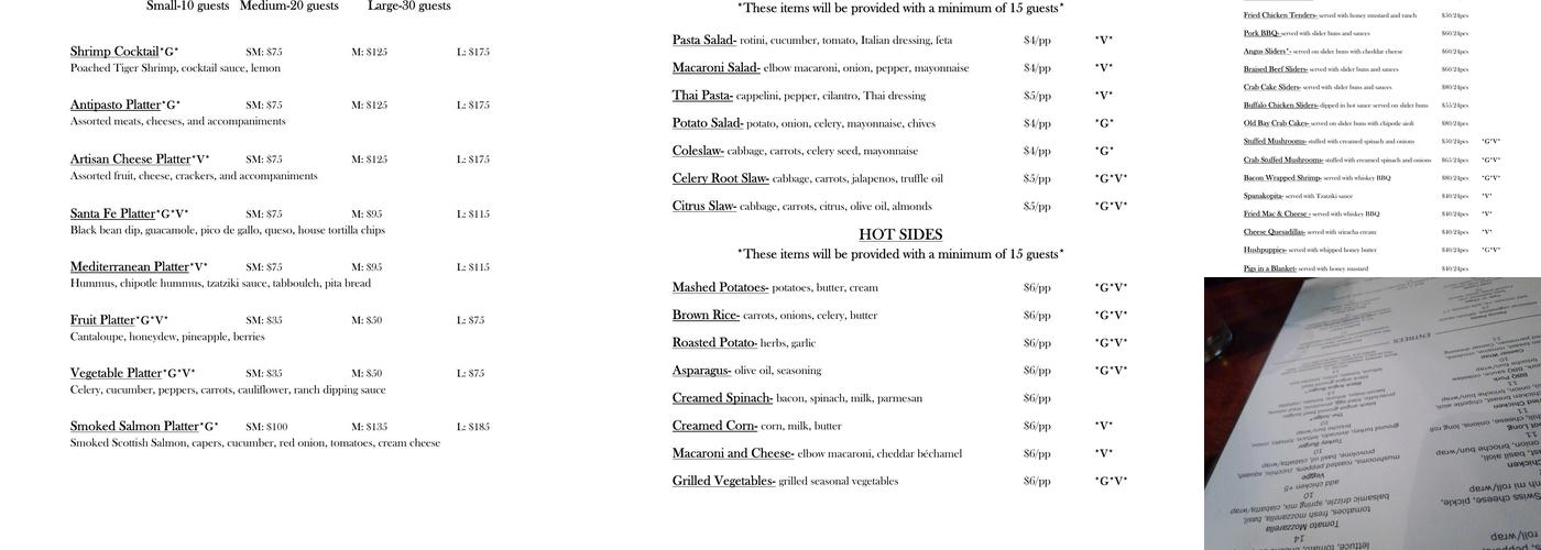 Arlington Rooftop Bar & Grill Menu