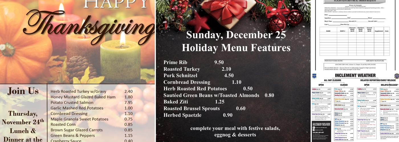 Hercules Dining Facility Menu