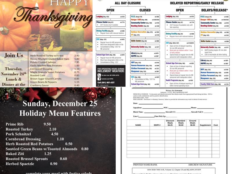 Hercules Dining Facility Menu