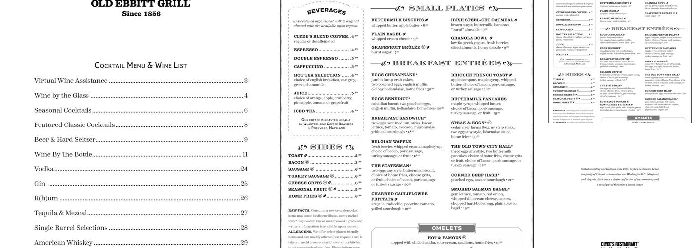 Old Ebbitt Grill Menu