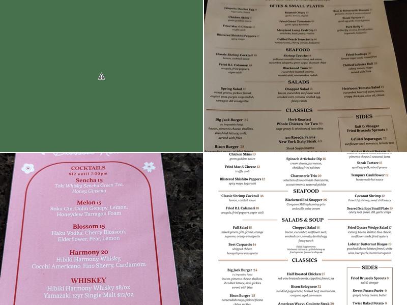 Jack Rose Dining Saloon Menu