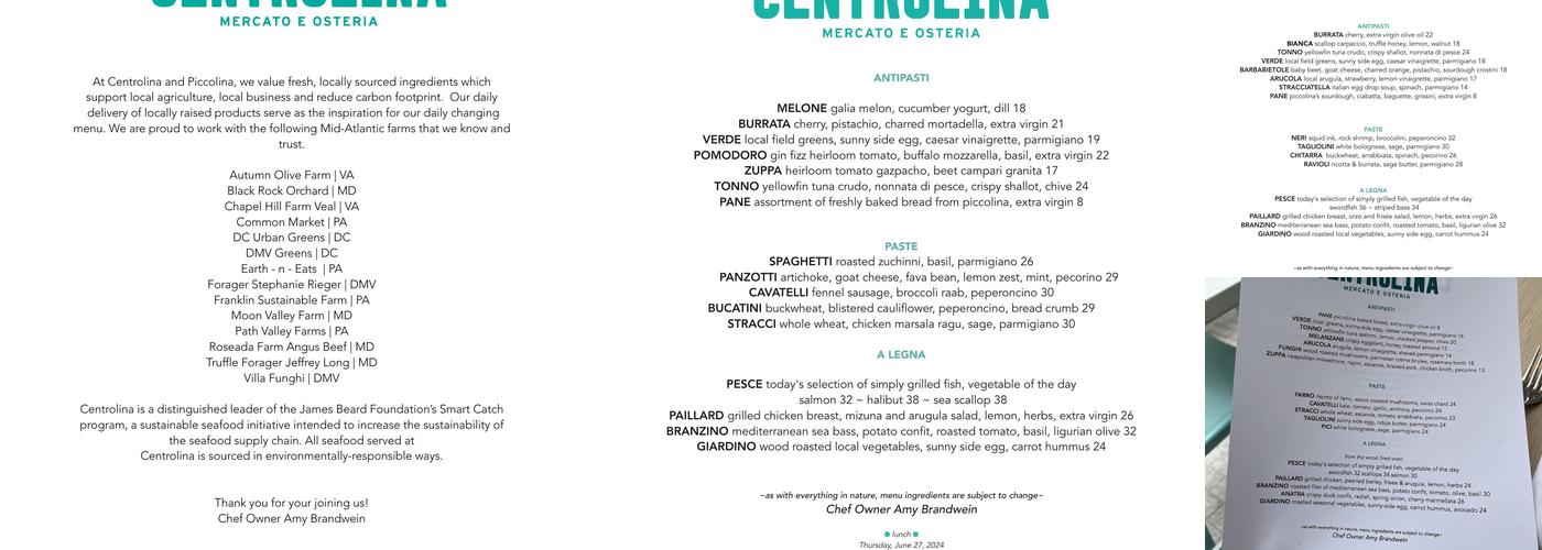 Centrolina Menu