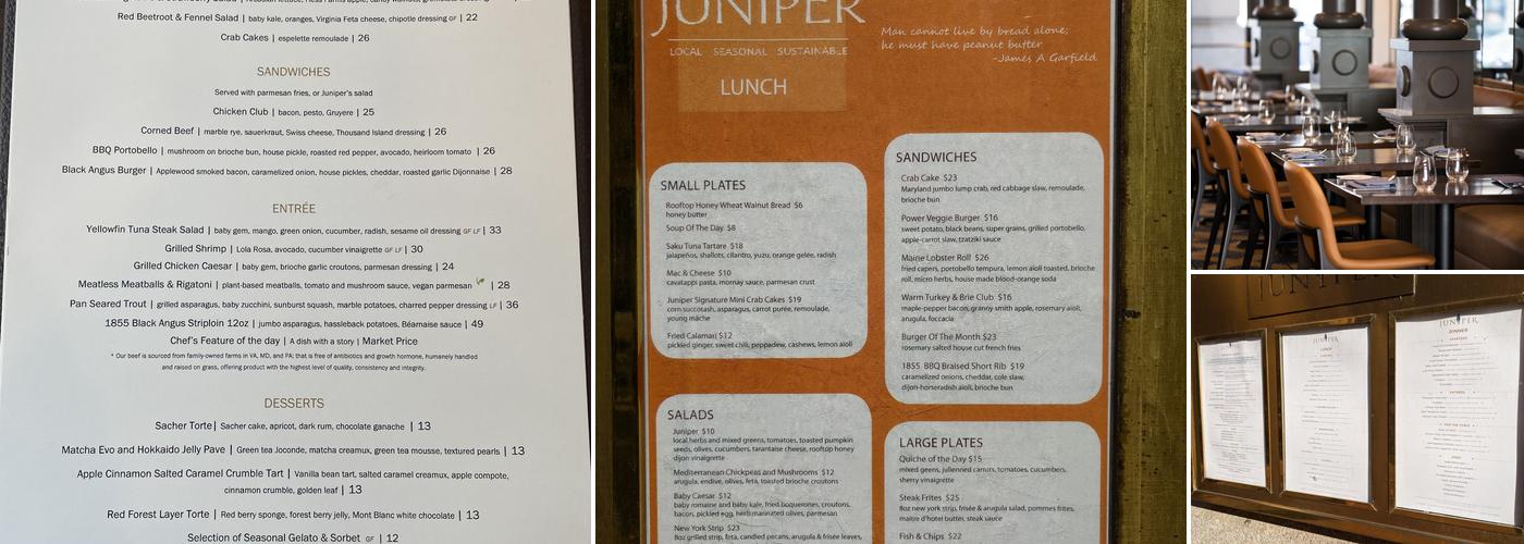 JUNIPER RESTAURANT Menu
