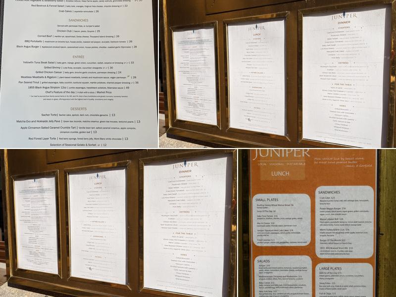 JUNIPER RESTAURANT Menu