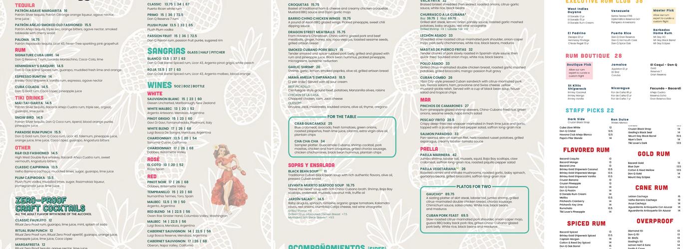 Cuba Libre Restaurant & Rum Bar Menu