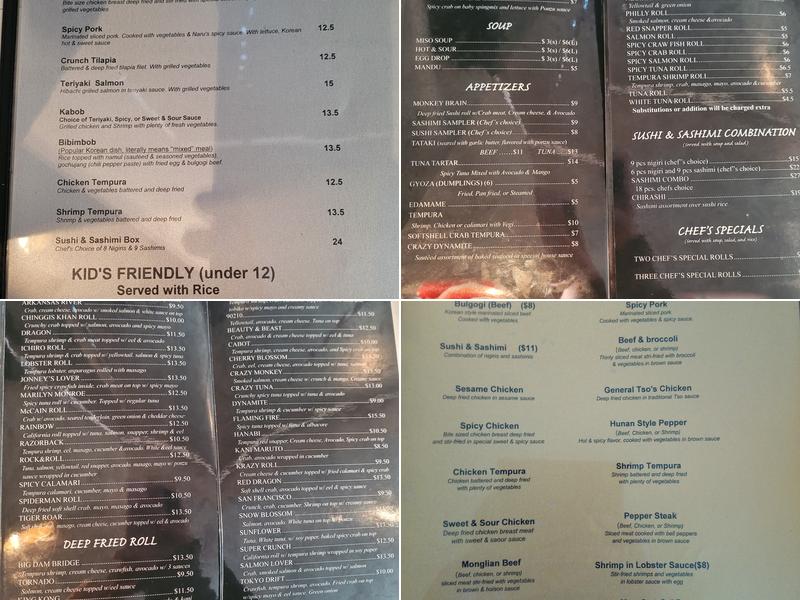Naru Sushi & Grill Menu