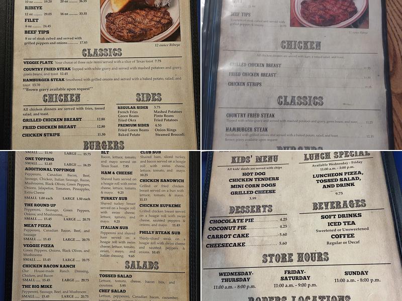 Roper's Restaurant Menu
