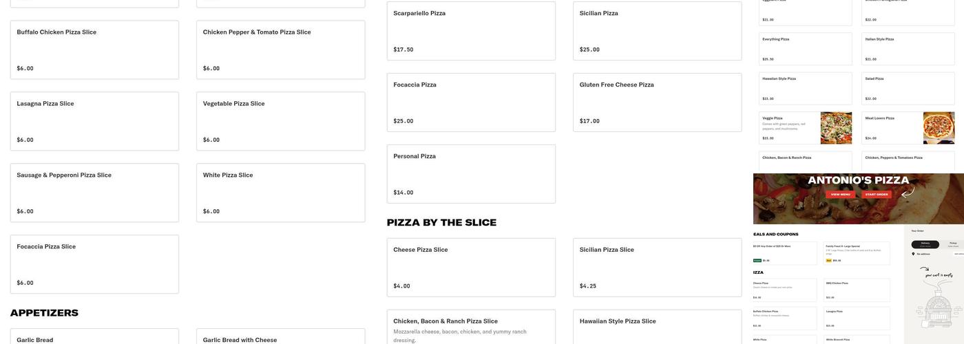 Antonio's Pizza Menu