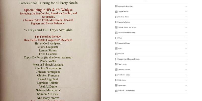 Al Dente Pizzeria Menu