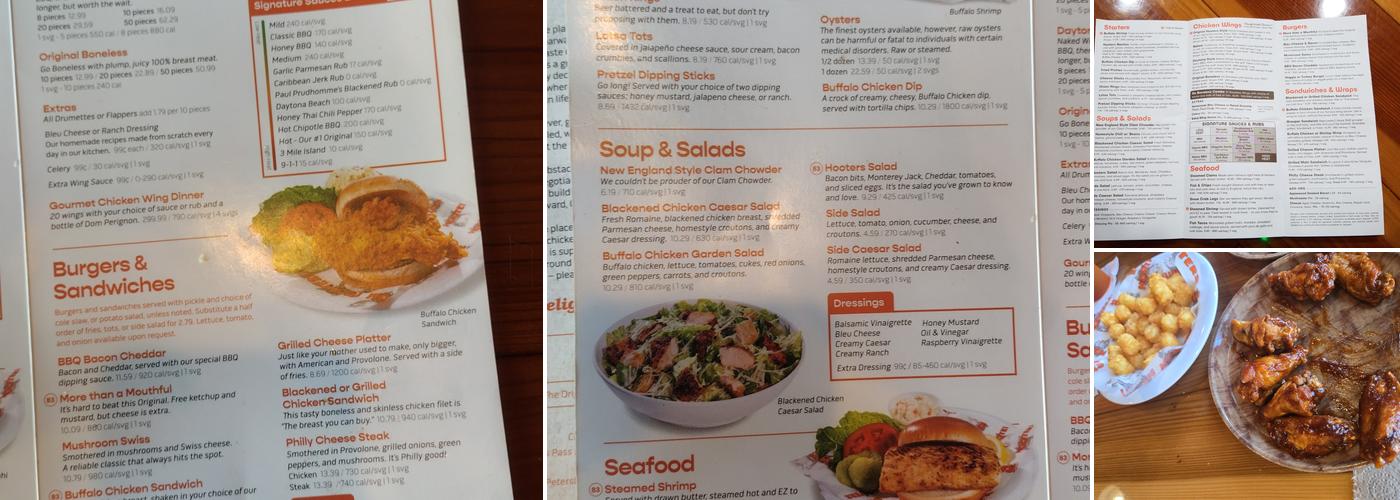 Hooters Menu