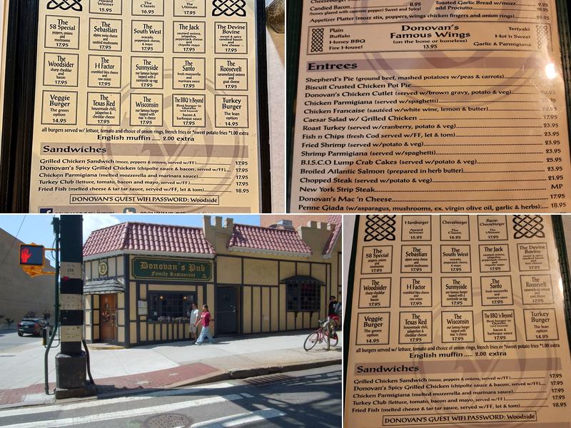 Donovan's Pub Menu