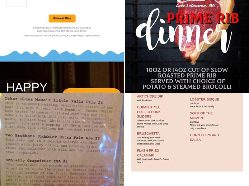 Canoe Club Lakeside Grill Menu