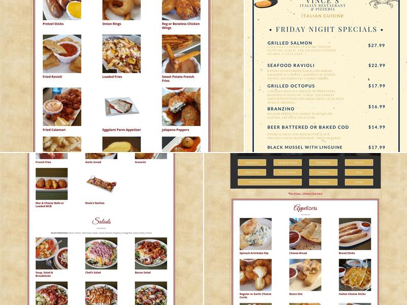 Vince's Restaurant & Pizzeria Menu