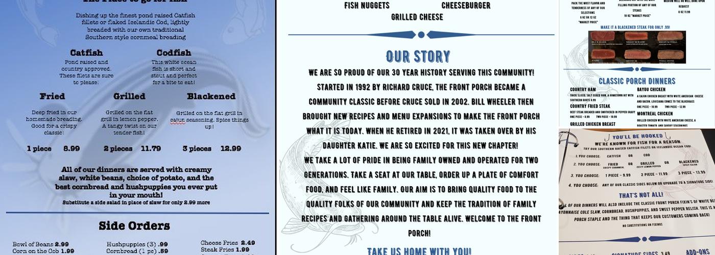 The Front Porch Menu