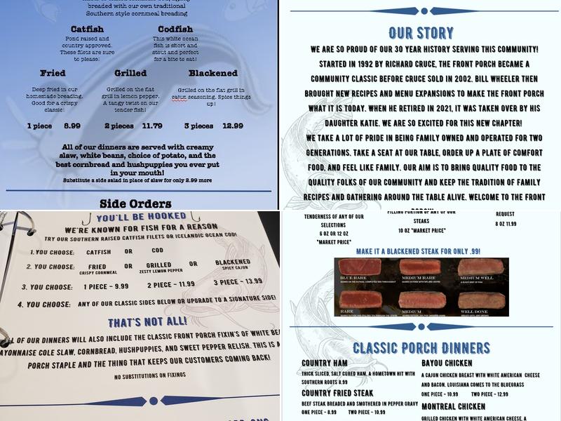 The Front Porch Menu