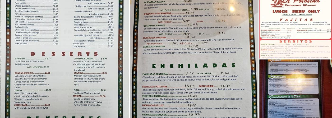 La Potosina Mexican Restaurant Menu